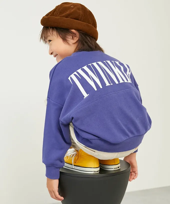 日本 devirock - 英文LOGO寬鬆感落肩長袖大學T-橘