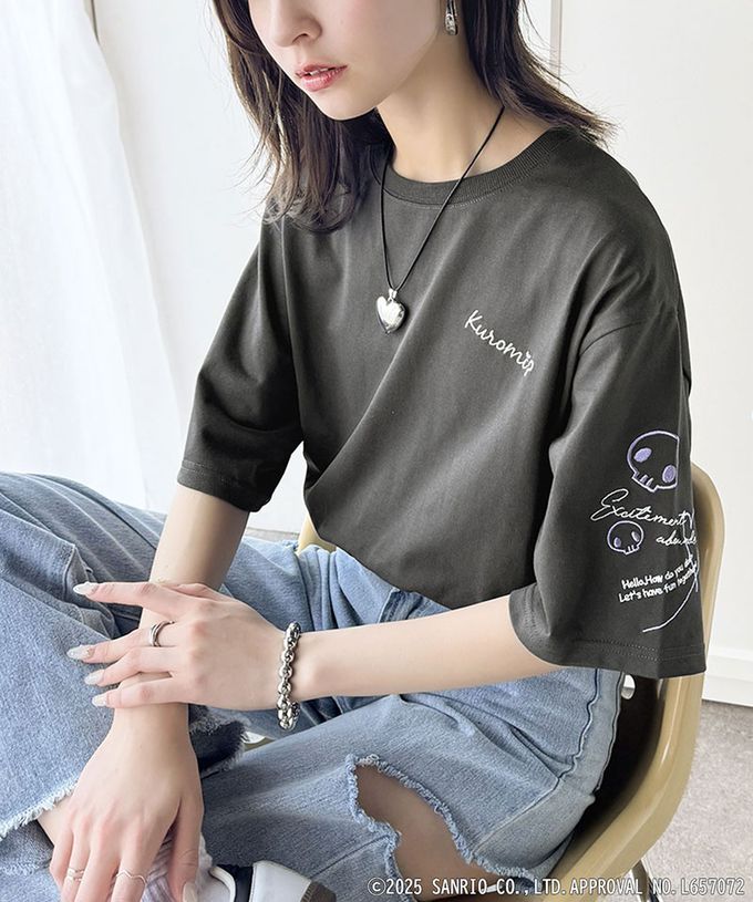 日本 Classical Elf - 三麗鷗聯名刺繡印花短袖T恤-燕麥