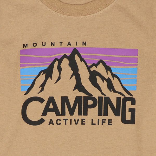 日本西松屋 - 圓領印花薄長袖上衣-Camping-深灰