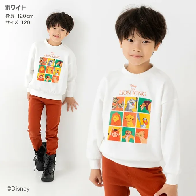 日本 Chil2 - 限量聯名 裏毛印花大學長袖上衣-迪士尼卡通獅子王-白