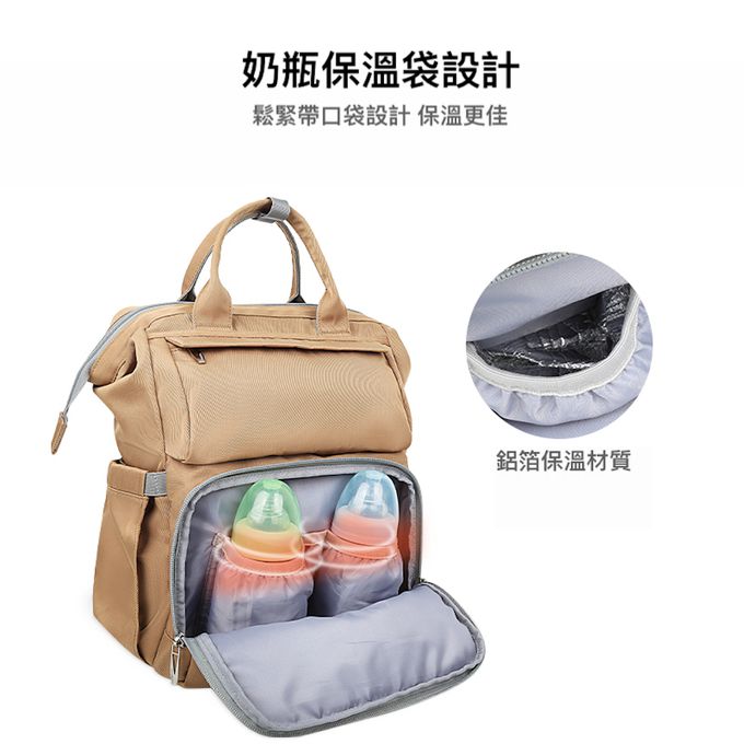 Heine 海恩 - 多功能後背包 媽咪包 媽媽後背包 中性後背包(GAVEGA WIN-54354)-卡其色