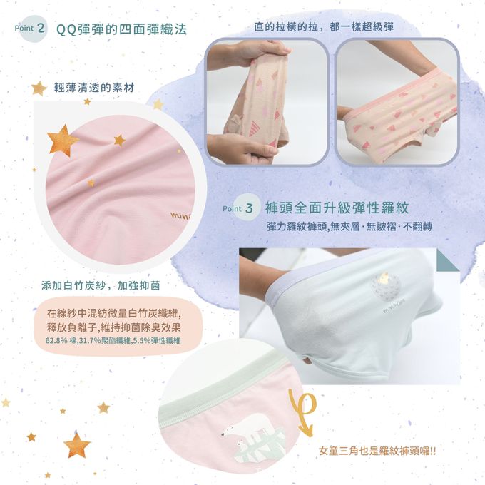 minihope美好的親子生活 - 女童三角褲-裂冰上的企鵝-藍紫