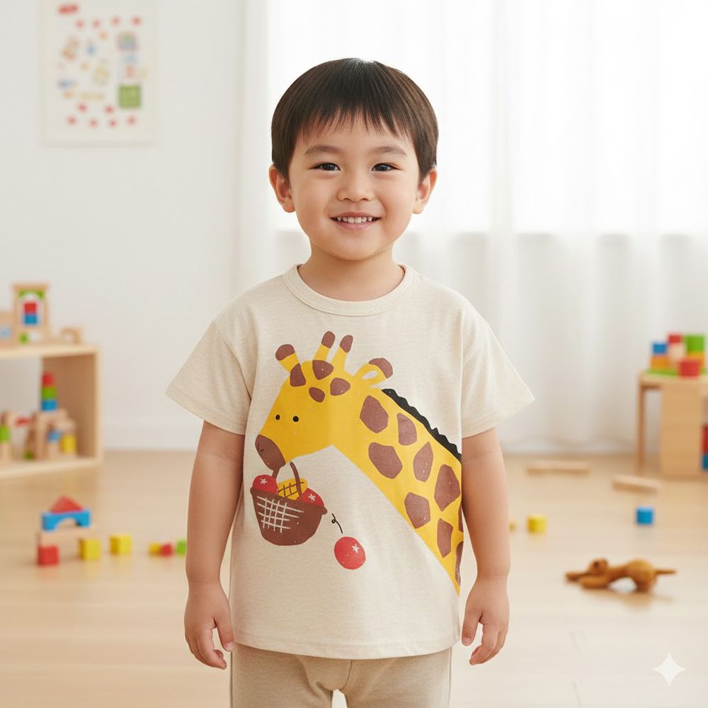 短袖T恤-淺卡其色