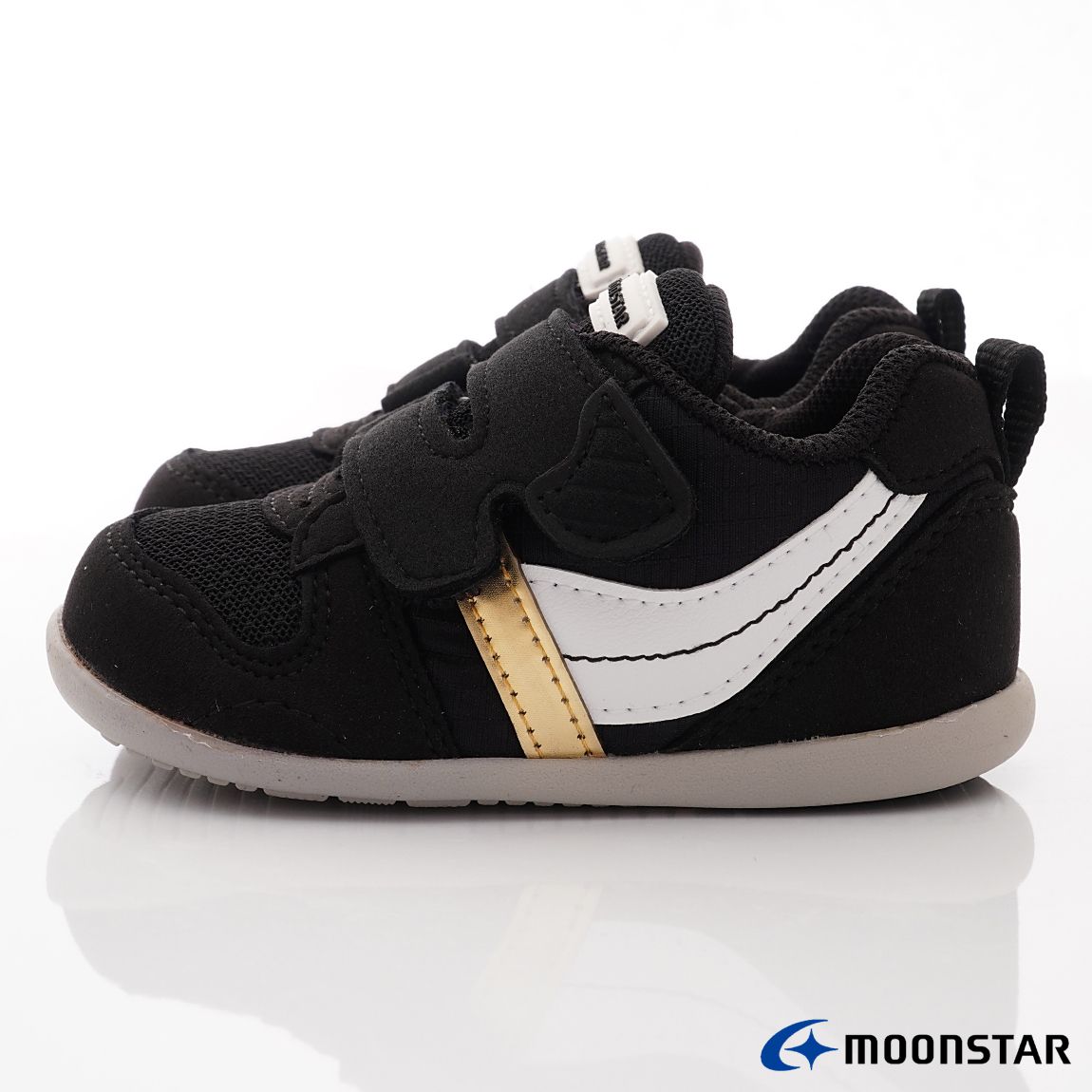 Moonstar日本月星 - HI系列寶寶學步穩健款(寶寶段)-學步鞋-黑金