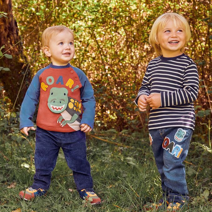 英國 JoJo Maman BeBe - 幼/兒童超優質100%純棉長袖上衣-抱抱暴龍