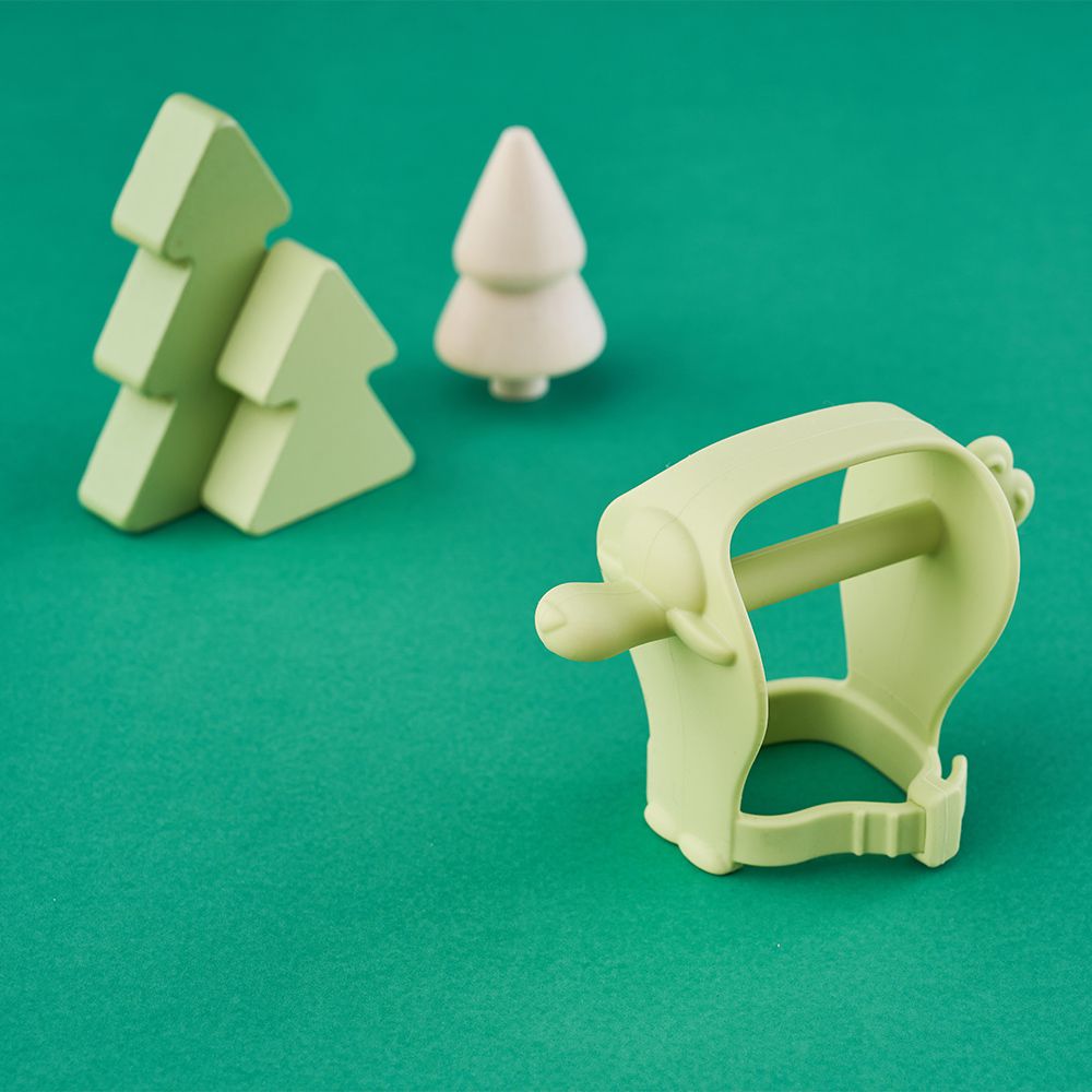 白金矽膠手環固齒器收納組-拇指羊-青蘋綠