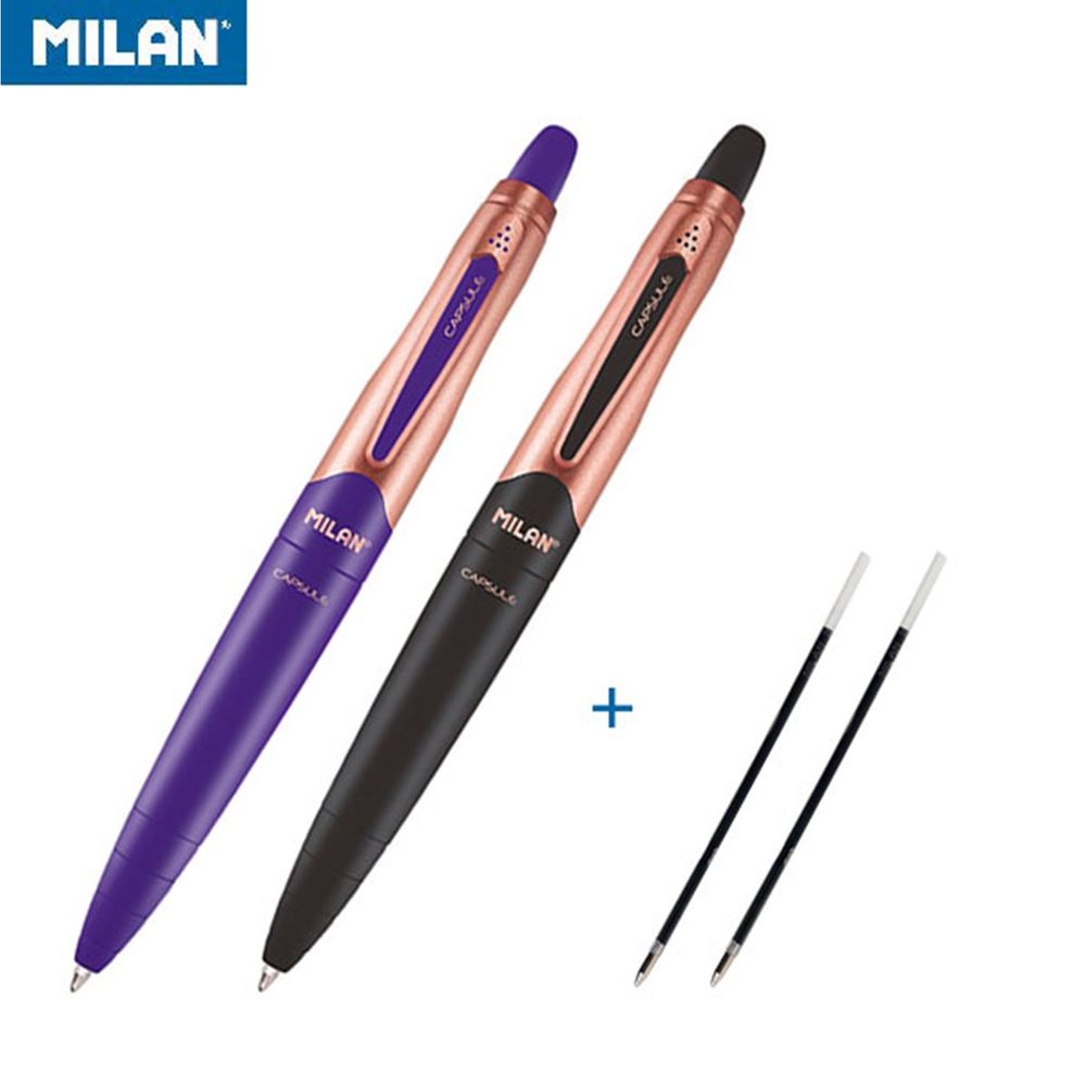MILAN - CAPSULE Copper原子筆_黑紫(2入)+補充筆芯_藍 (2入)