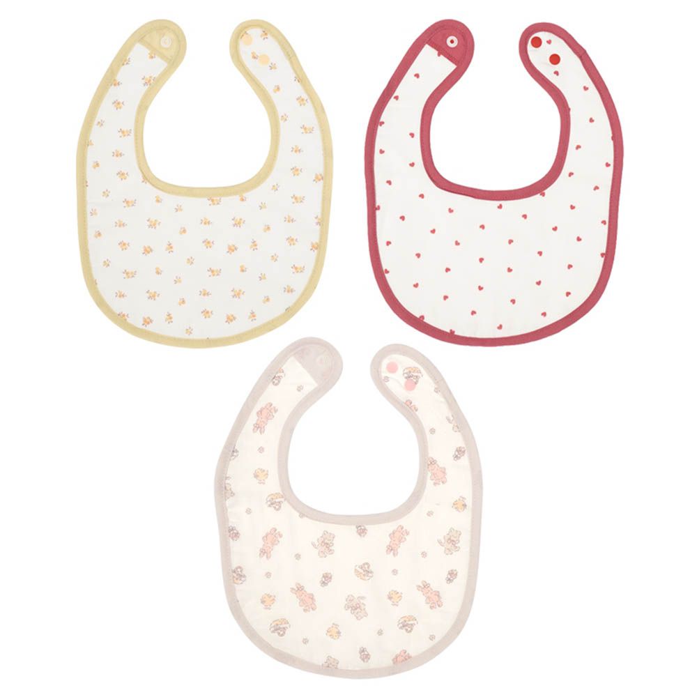 圍兜3件組-毛巾布&棉紗-紅色 (70~95cm)