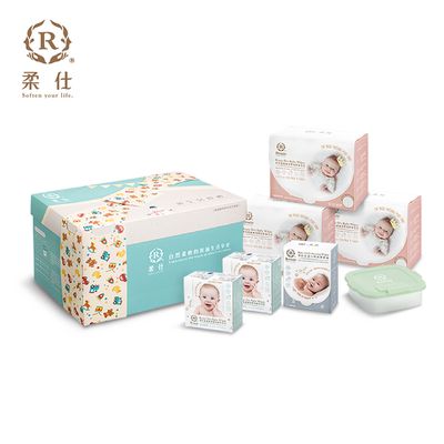 柔仕 - 特級棉柔新生兒賀禮 / 乾濕兩用布巾彌月禮盒 新芽綠