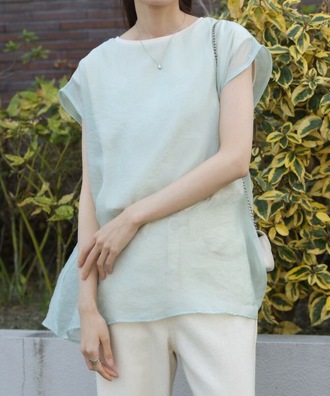 日本 Bab - [推薦]薄紗層次法式袖上衣-灰棕