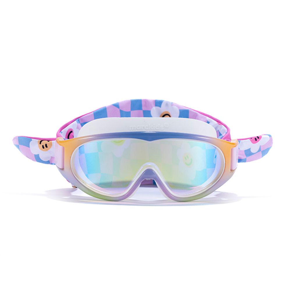 Marckids兒童頭帶式造型大框泳鏡-繽紛花朵
