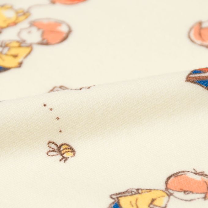 akachan honpo - 長袖連身衣-小熊維尼 有口袋-米白色 (50~60cm)