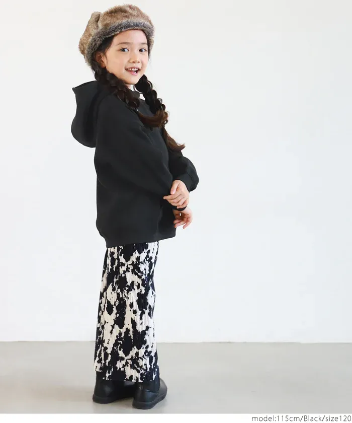 日本 COCA - fleece刷毛輕量寬鬆抽繩帽T-孩子-簡約黑