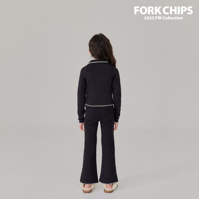 韓國 FORK CHIPS - 編織感牛角釦針織外套-黑