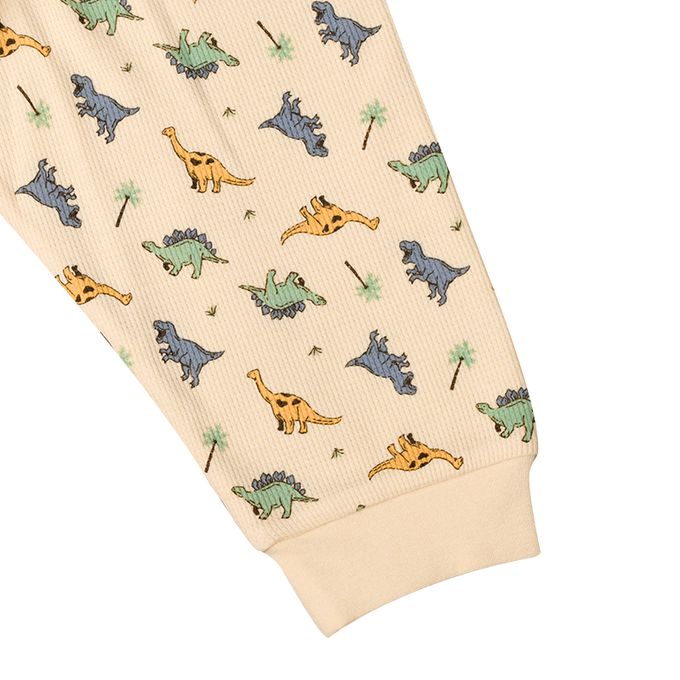 akachan honpo - 長袖家居服 穿衣練習套頭式-恐龍-淺卡其色