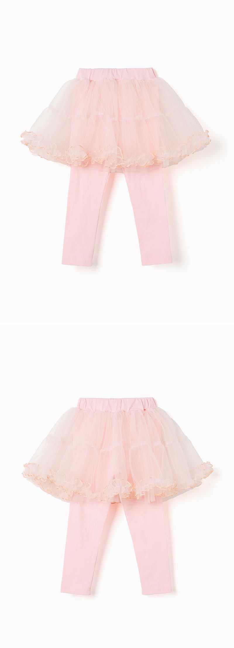 韓國 OZKIZ - 荷葉裙襬細網紗內搭褲裙-粉紅