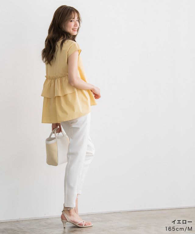 日本 Pierrot - 嫘縈混薄針織短袖上衣-灰x白