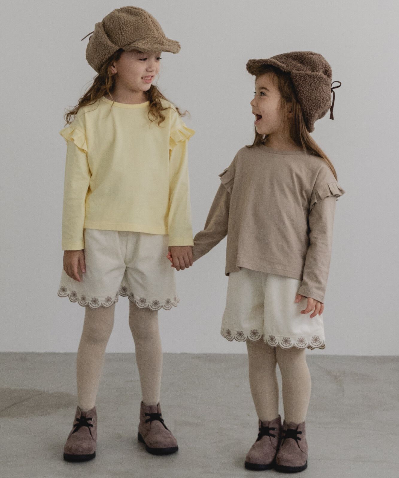 日本 PAIRMANON - 柔棉100% 可愛捲邊薄長袖上衣-桃粉