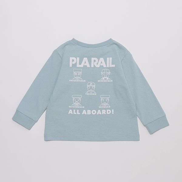 日本 petit main - TOMICA聯名薄長袖上衣-JR電車-水藍
