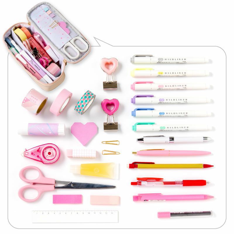 日本 IROHA - 人氣定番 立體大容量分隔拉鍊鉛筆袋-薰衣草 (19x6.6x5cm)