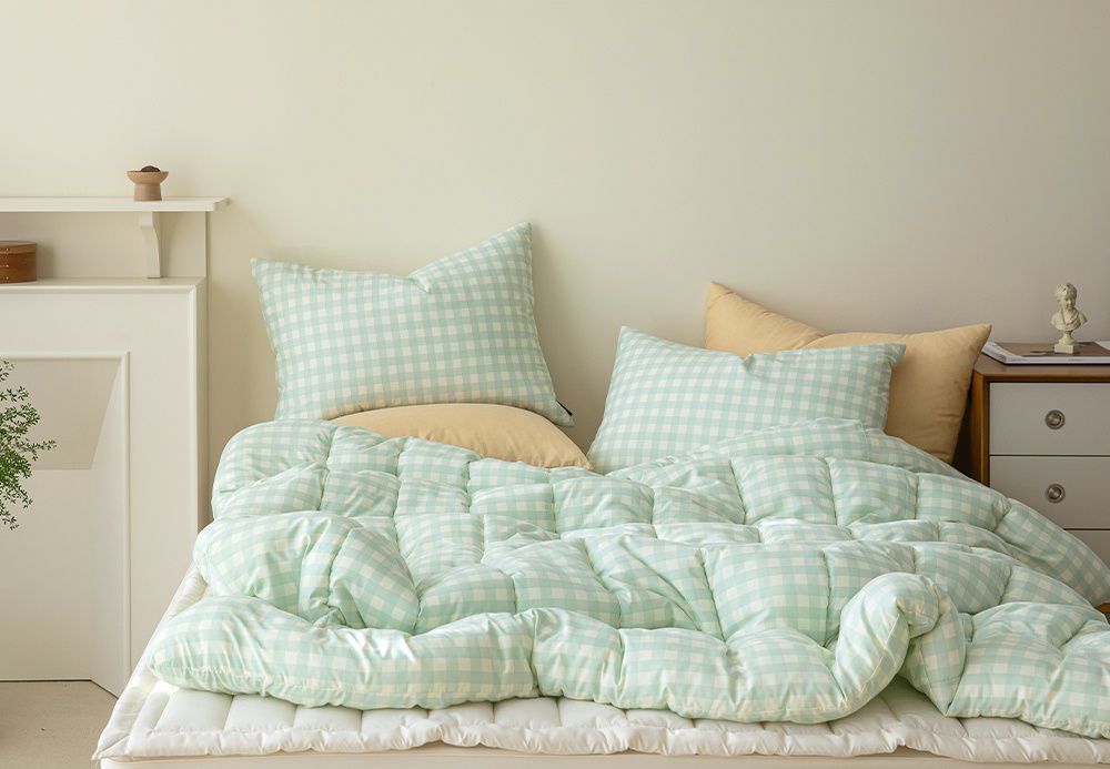 韓國 Maatila - 可水洗超細纖維桃皮感四季被-綠茶鬆餅