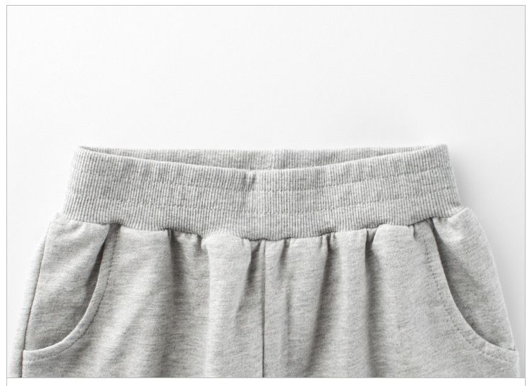 純棉腰鬆緊休閒束口長褲-熊熊-黑色