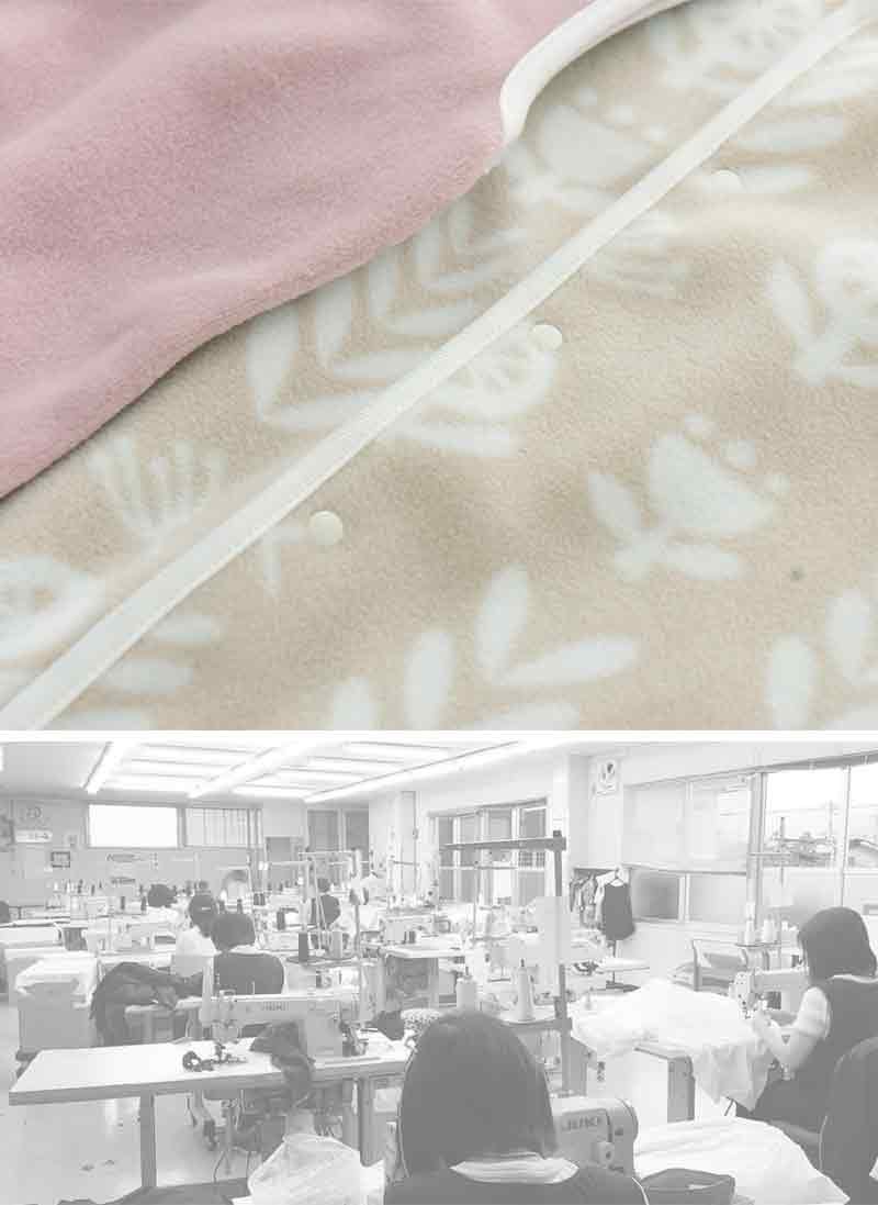 日本 kukka ja puu - 日本製 刷毛防踢被/背心-小樹刺繡-灰綠x白邊