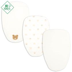 akachan honpo - 棉紗吸汗襯墊3條入動物-小熊-米白色 (23cm×35cm)