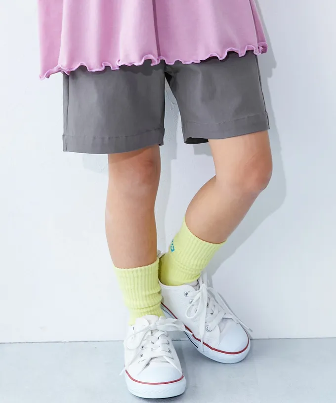 日本 devirock - 超彈力定番色休閒短褲-淺粉杏