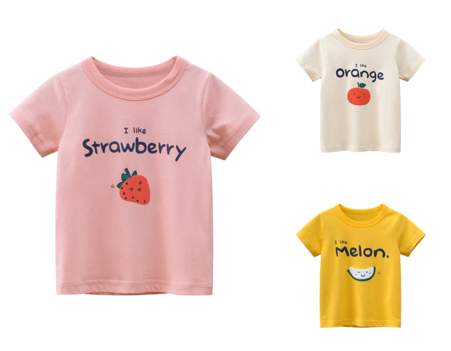 純棉短袖上衣-草莓-粉色