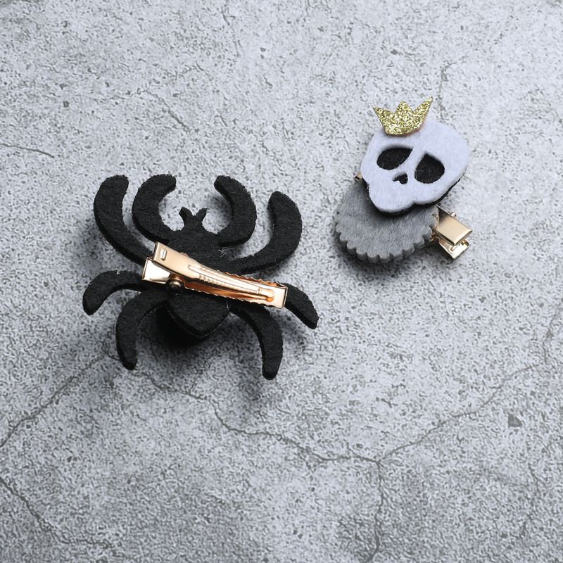 萬聖節裝飾髮夾(一對)-南瓜+女巫帽