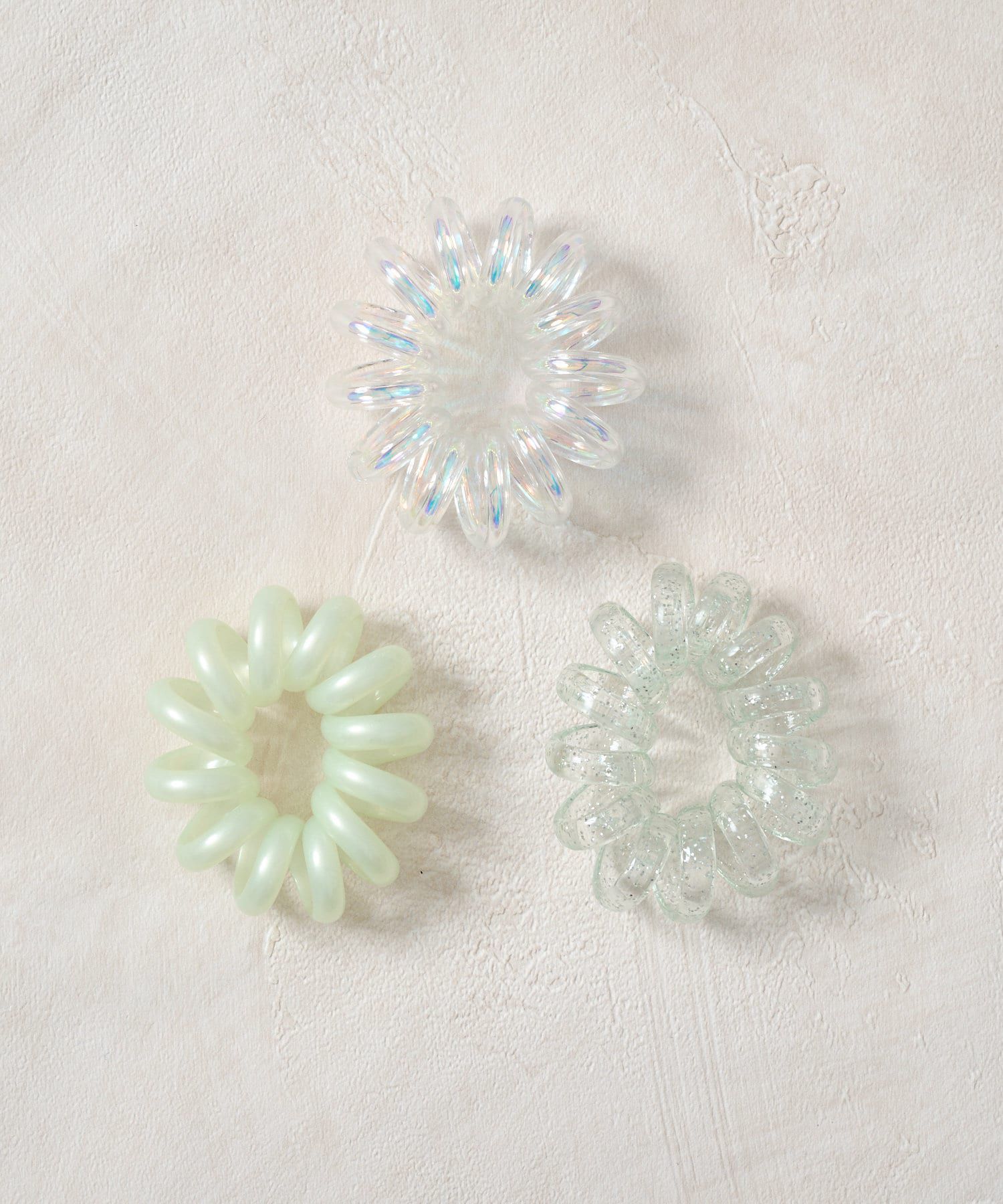 日本 Lattice - 彈力無痕電話線髮圈3件組-質感消光-透明