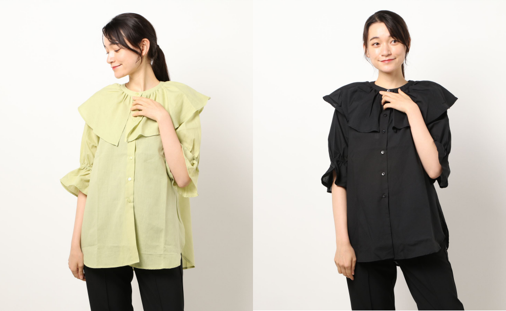 日本 Riche Glamour - 撞色格紋前短後長立領毛衣-杏