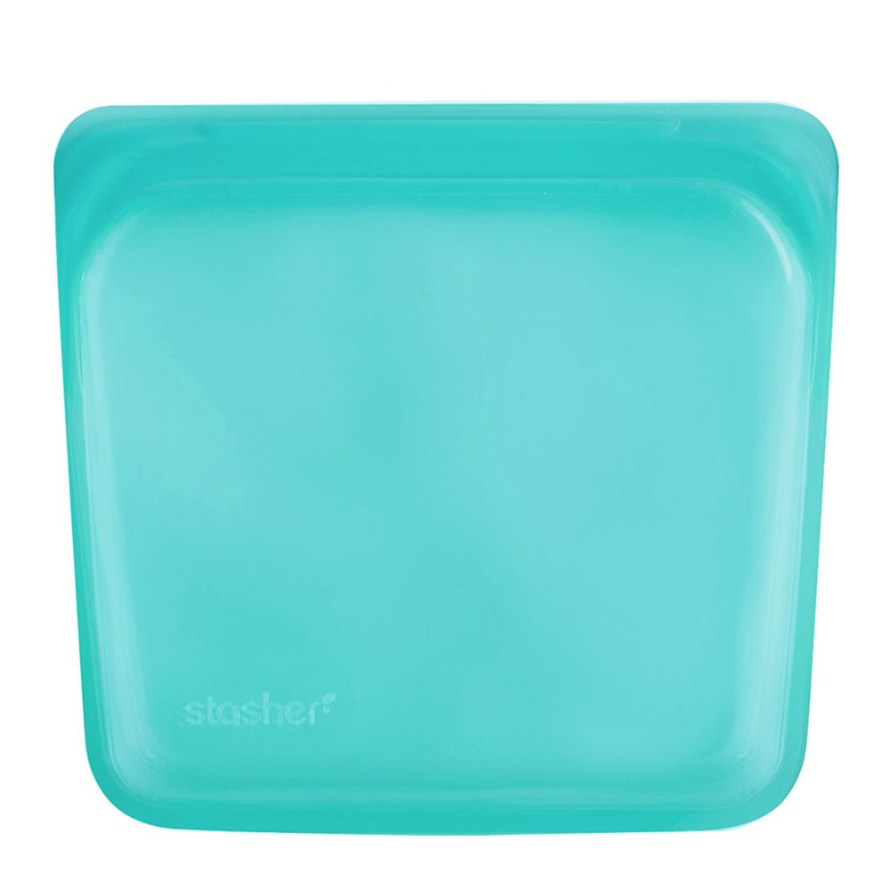 美國 Stasher - 食品級白金矽膠密封食物袋-方形-湖水藍 (828ml)