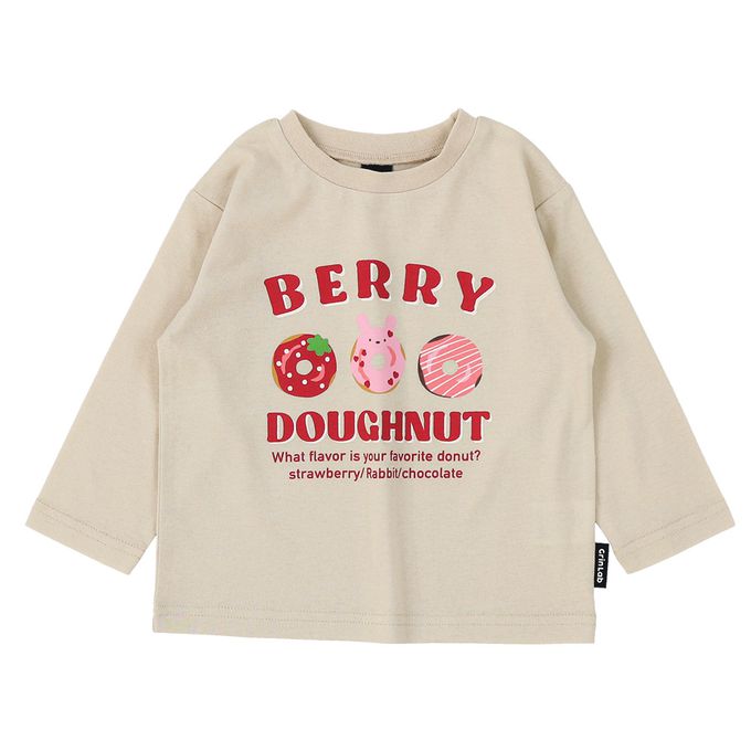 日本 ZOOLAND - [推薦]定番印花薄長袖上衣-紅花-粉橘