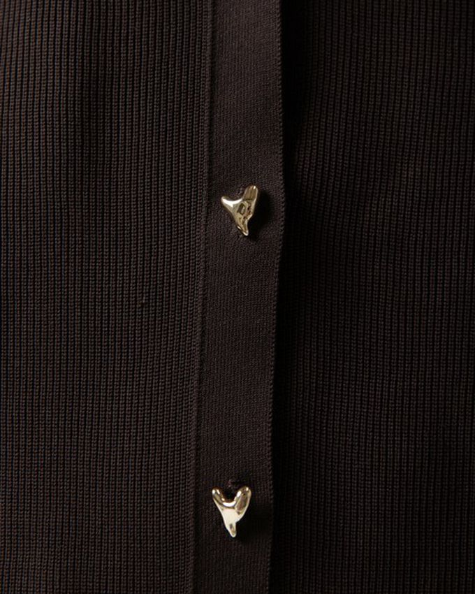 日本 gleam - 愛心金屬扣柔美羅紋開襟衫/外套-紅