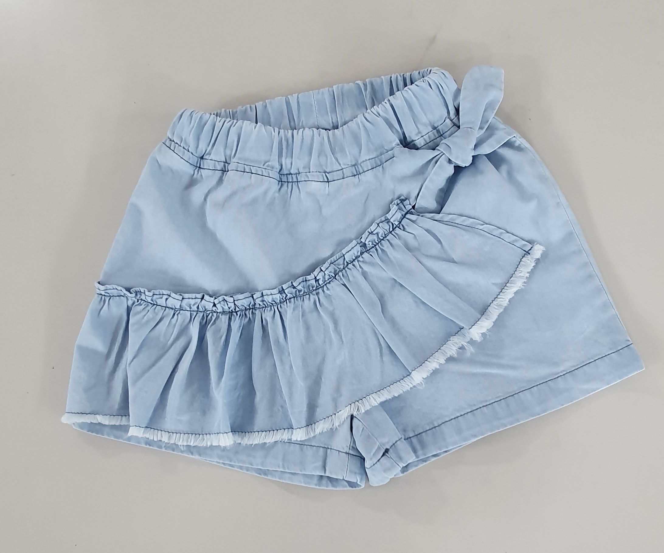 韓國 ERU - 斜邊荷葉裝飾牛仔褲裙