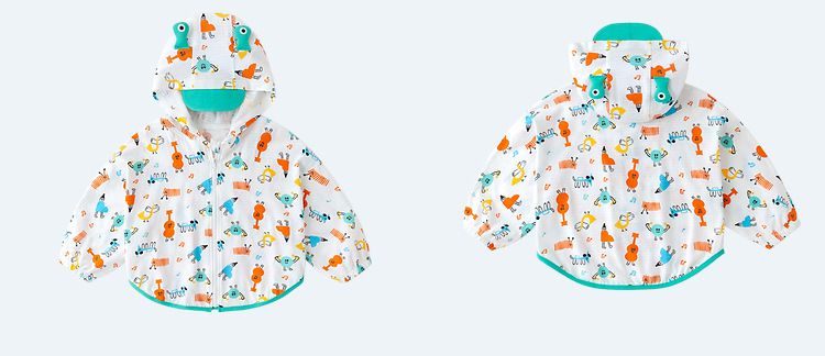 純棉立體造型連帽防曬外套-可愛鴨子-白色