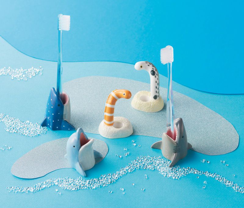 日本 Seto Craft - 海生動物造型牙刷架/筆架-花園鰻魚