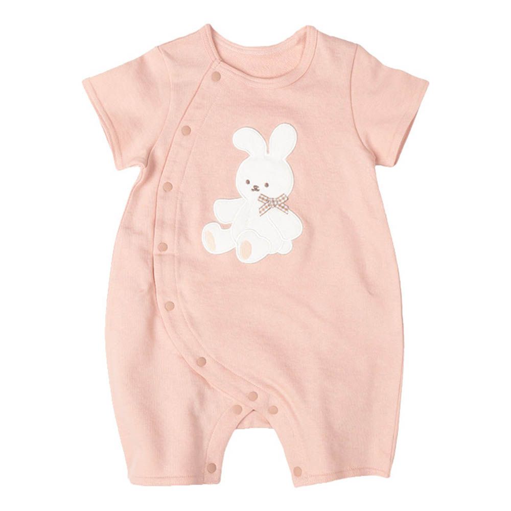 短袖兔裝-毛巾布材質造型圖案-粉紅色