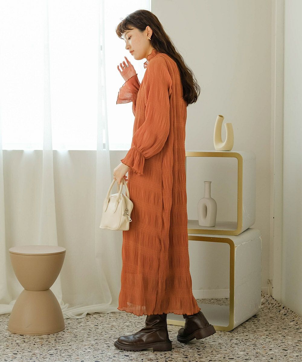 日本 Bab - 文藝木耳領層次雪紡洋裝-冰河灰