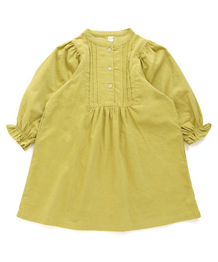 日本 apres les cours - 襯衫領微甜束口長袖洋裝-碎花-海軍藍