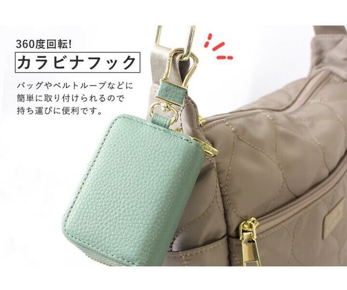 日本 LIZDAYS - 真皮鑰匙收納拉鍊小包-鮭魚粉 (8.5x6x4cm)