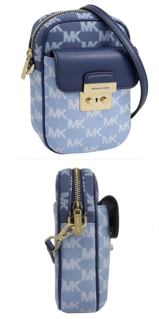 MICHAEL KORS - 滿版logo皮革相機包-藍