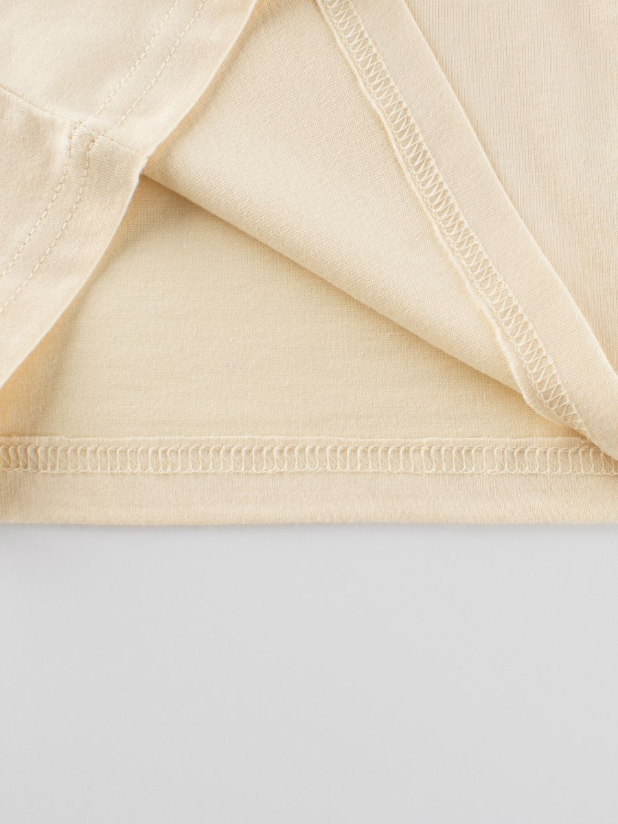 純棉圓領薄長袖上衣-冰淇淋貓貓-杏+黃