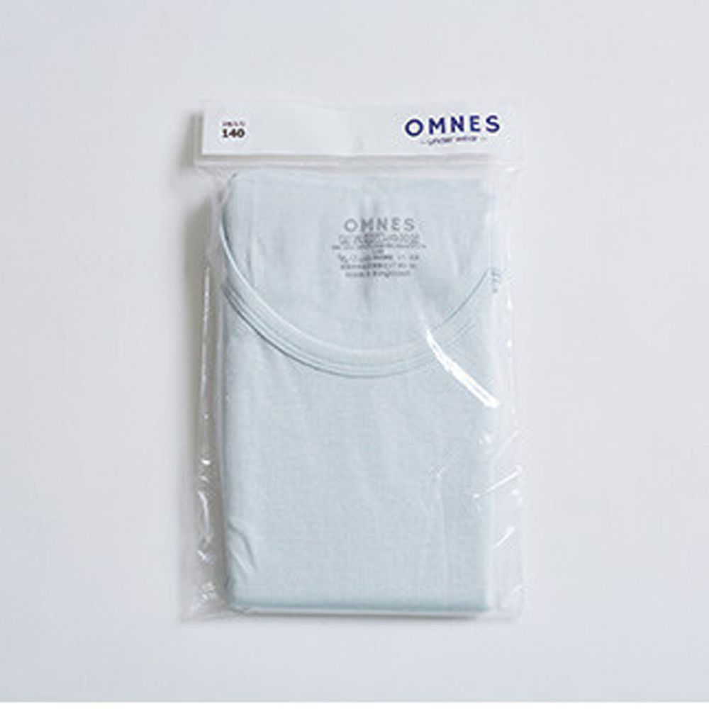 日本 OMNES - 100%有機棉 無袖內衣2件組-兒童-水藍