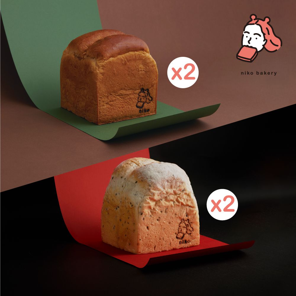 niko bakery - 【冠軍美肌吐司】蜂蜜芝麻*2＋黑糖冬瓜*2 美肌生吐司-(含運冷凍四入組)