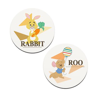 收納王妃 - 迪士尼 Disney QQ維尼系列【瑞比與小荳】 珪藻土軟式吸水杯墊-二入組10X10X0.5CM