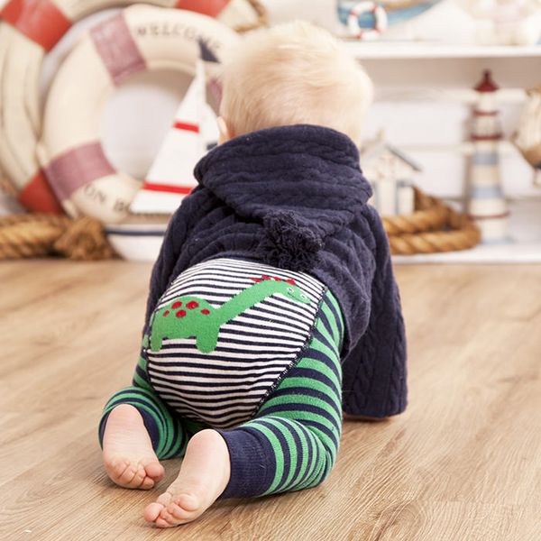 英國 JoJo Maman BeBe - 圖案嬰幼兒內搭褲/保暖襪-綠色恐龍