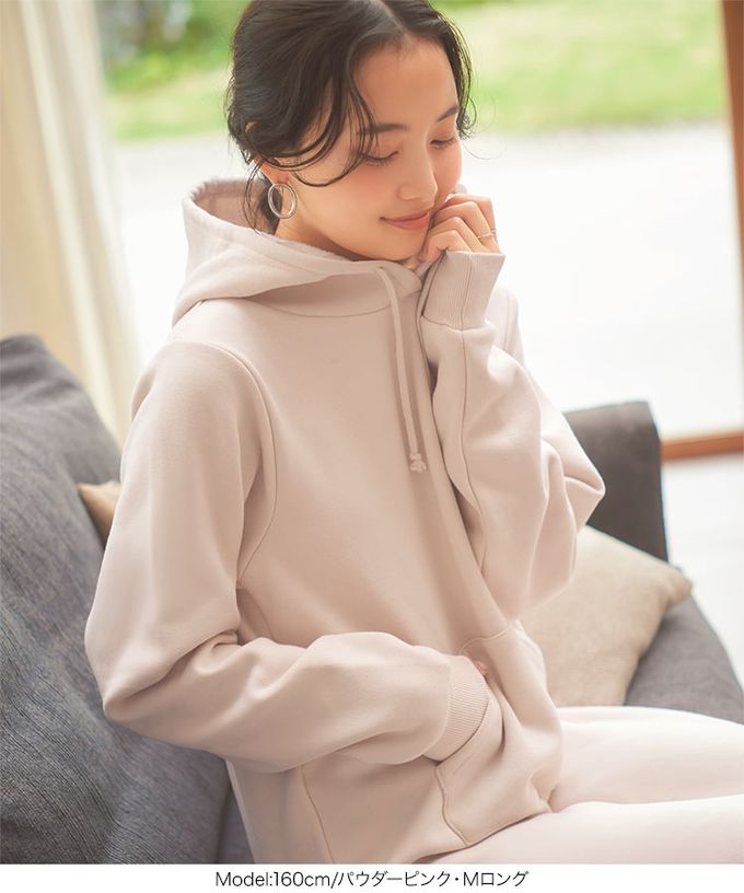 日本 Kobe Lettuce - 極上溫暖 裏起毛修身帽T洋裝-海軍藍